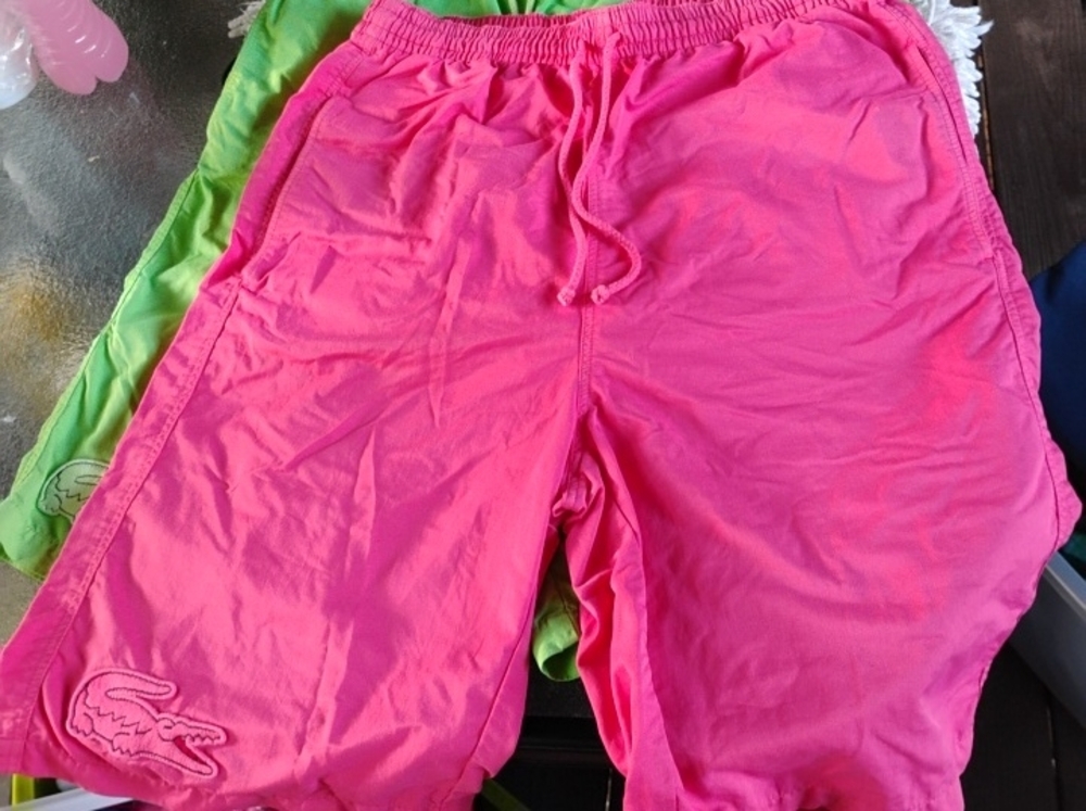 🚨B2G1 LACOSTE Pink / Green Men Shorts Hybrids